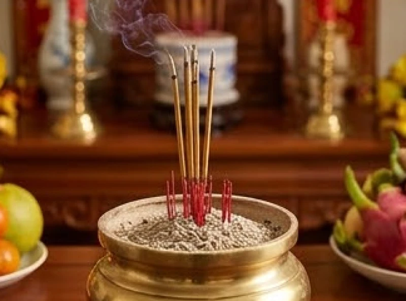 Văn khấn gia tiên mùng 2 Tết: Bài cúng chuẩn truyền thống 8 Nén hương trên bát hương chính giữa đã cháy được hai phần ba, báo hiệu thời điểm thích hợp để gia chủ tiến hành xin hạ lễ