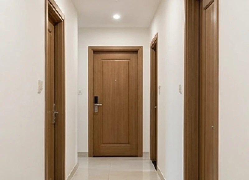 Hướng cửa chính hợp tuổi Thân: Kích thước Lỗ Ban & Hóa giải 6 Cửa chính của căn hộ chung cư nhìn từ hành lang hướng vào không gian sống