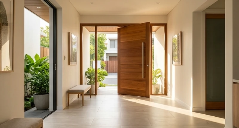 Số nhà hợp tuổi Tỵ: Công thức cộng dồn và bảng tra nam nữ 13 Cửa chính bằng gỗ thịt sang trọng mở rộng đón lấy luồng sinh khí tươi mới vào sáng sớm