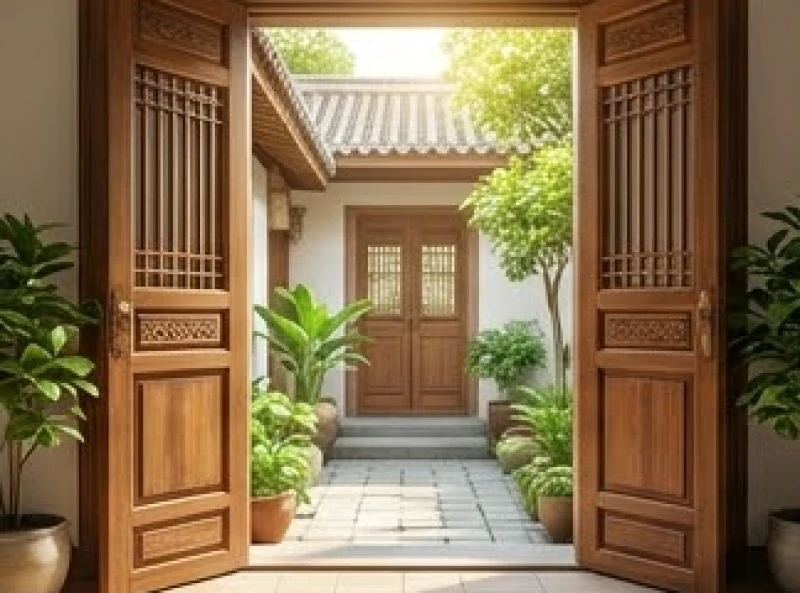 Những điều cấm kỵ trong phong thủy với tuổi Thìn và cách hóa giải 5 Cửa chính bằng gỗ mở ra khoảng sân ngập nắng giúp đón luồng sinh khí tốt lành vào nhà