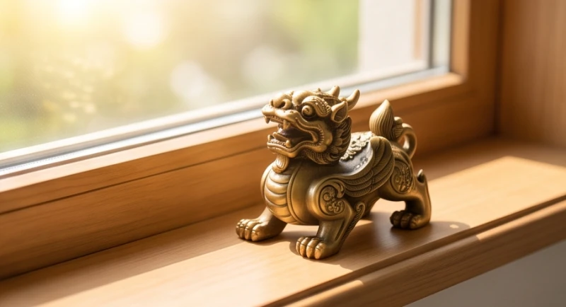 Cách Thu Hút Tài Lộc Cho Người Tuổi Thân: Lộ Trình Từng Can Chi 5 Tượng Tỳ Hưu bằng đồng được bài trí hướng miệng ra ngoài cửa sổ để đón ánh sáng