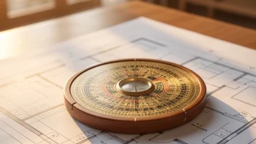 La bàn phong thủy trên bản vẽ thiết kế nhà giúp gia chủ xác định hướng diên niên là gì.