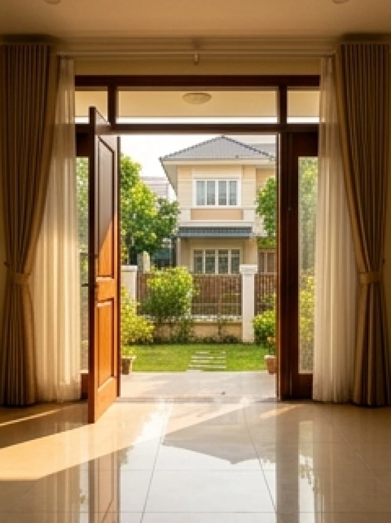 Tâm điểm cửa chính được xác định là miệng đón luồng sinh khí trực tiếp vào tâm nhà