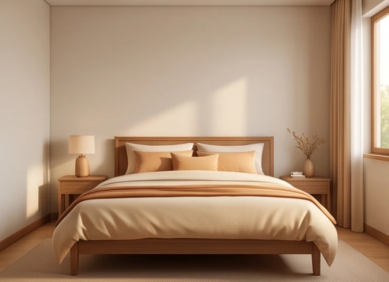 Tuổi Thìn hợp hướng nào? Bảng tra cứu Nam Nữ & cách hóa giải 9 Giường ngủ kê tựa sát vào bức tường vững chắc ở phương Đông Bắc trong phòng ngủ ấm cúng
