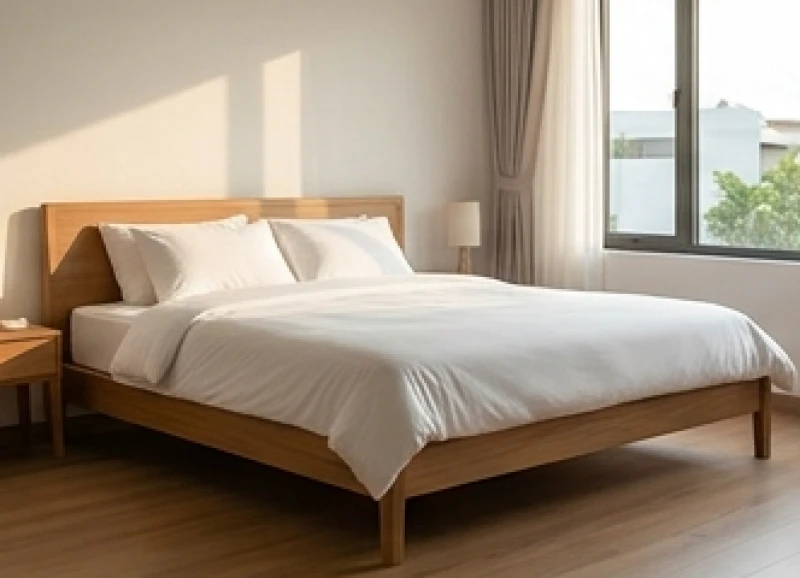 Ất Dậu 2005 Hợp Hướng Nào: Bảng Tra Nam Nữ & Cách Bố Trí Chuẩn 5 Giường ngủ bằng gỗ kê cách tường một khoảng nhỏ có ánh sáng tự nhiên hắt vào