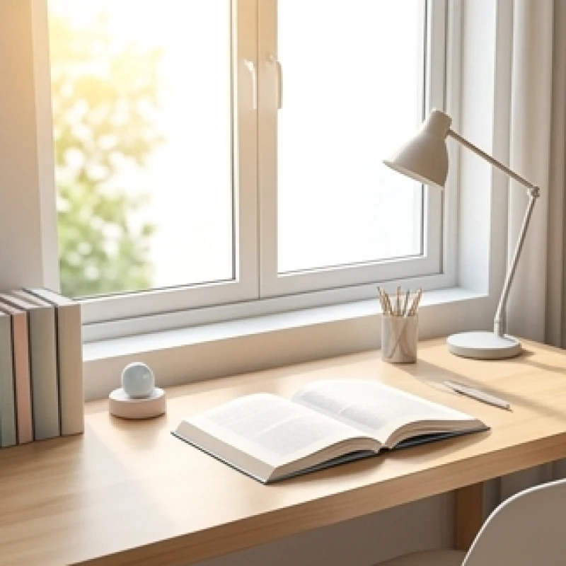 Bàn học được kê xoay mặt về hướng đón ánh sáng tự nhiên giúp tăng cường nguồn vượng khí