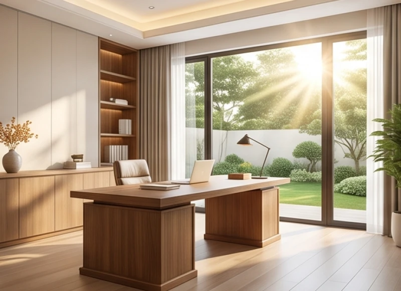 Tuổi Bính Thân 1956: Cung mệnh, hướng nhà và vận hạn 2025 - 2026 5 Bàn làm việc bằng gỗ tự nhiên được đặt hướng Tây Nam đón ánh sáng mặt trời tốt lành