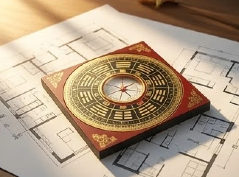Tuổi Thìn mệnh gì: tra cứu nạp âm và quy tắc hóa giải 10 Bản đồ bát quái định vị hướng nhà trên bản vẽ thiết kế kiến trúc trải trên mặt bàn