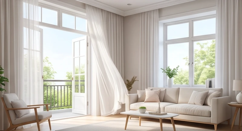 Không gian phòng khách nữ tính và thoáng đãng mở ra hướng Đông Nam sinh khí