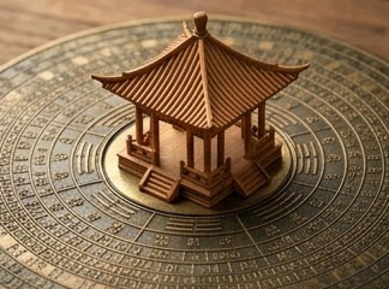 Mô hình ngôi nhà truyền thống được định vị theo hướng la bàn Bát trạch đón sinh khí
