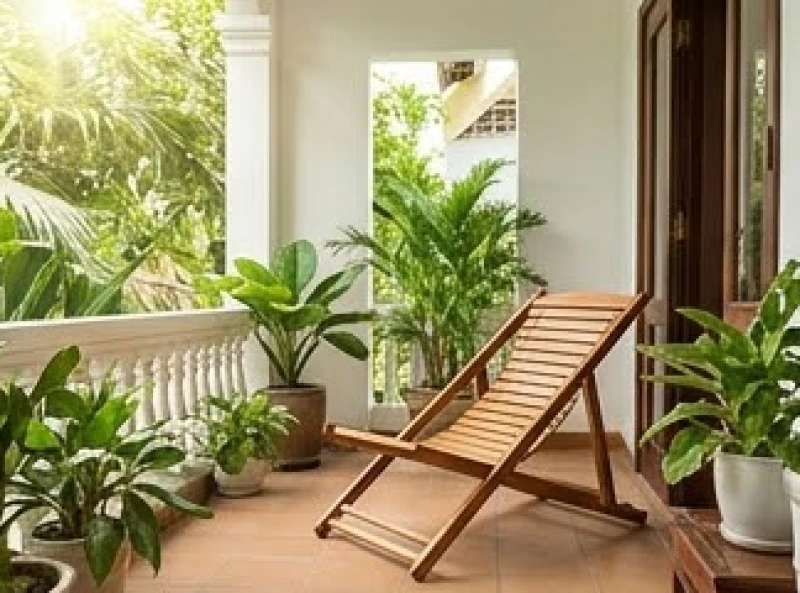 Không gian hiên nhà rộng rãi và đón nhiều ánh sáng tự nhiên theo hướng cát trạch Sinh Khí