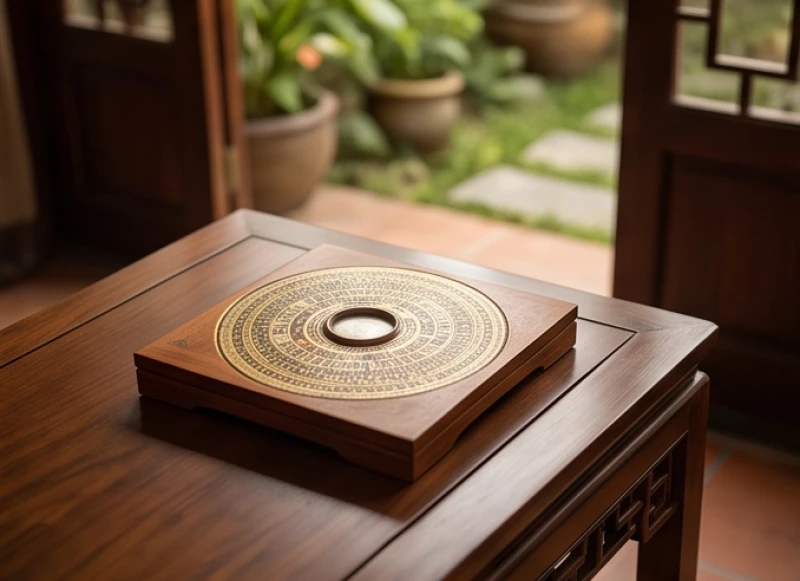 La bàn phong thủy đo tọa độ hướng cửa chính đón vượng khí cho gia chủ nam