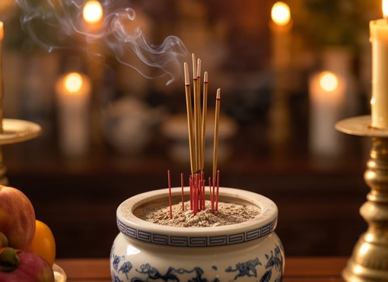 Văn khấn xả tang: Bài cúng chuẩn, sắm lễ và cách xử lý bàn thờ 10 Nén nhang trầm cháy chậm rãi trên bàn thờ, báo hiệu thời khắc chuyển giao chuẩn bị bước sang phần tháo dỡ linh vị
