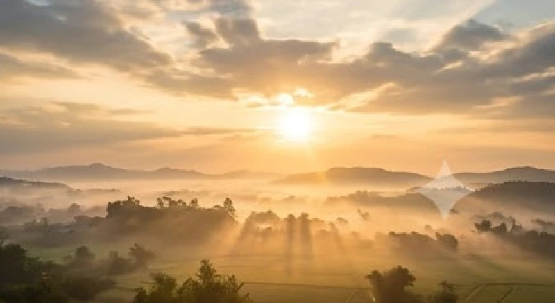 Khung cảnh bình minh rực rỡ tượng trưng cho sinh khí tươi mới khi xuất hành về hướng Đông đón tài lộc
