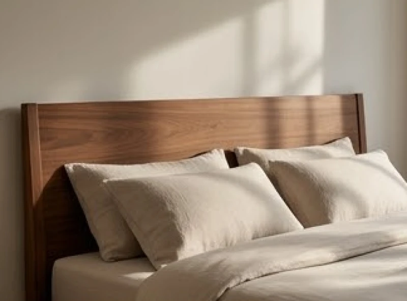 Hướng giường ngủ hợp tuổi Tuất: Quy tắc đo và cách hóa giải 3 Đầu giường ngủ bằng gỗ nguyên khối được kê tựa sát vào bức tường vững chãi giúp tạo thế bối sơn hướng thủy