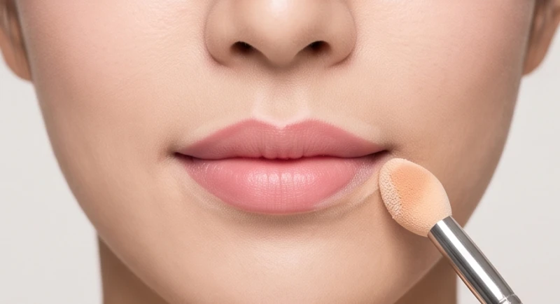 Sử dụng kem che khuyết điểm dặm nhẹ xung quanh viền để tạo nền tảng vững chắc trước khi vẽ lại dáng tướng miệng anh đào