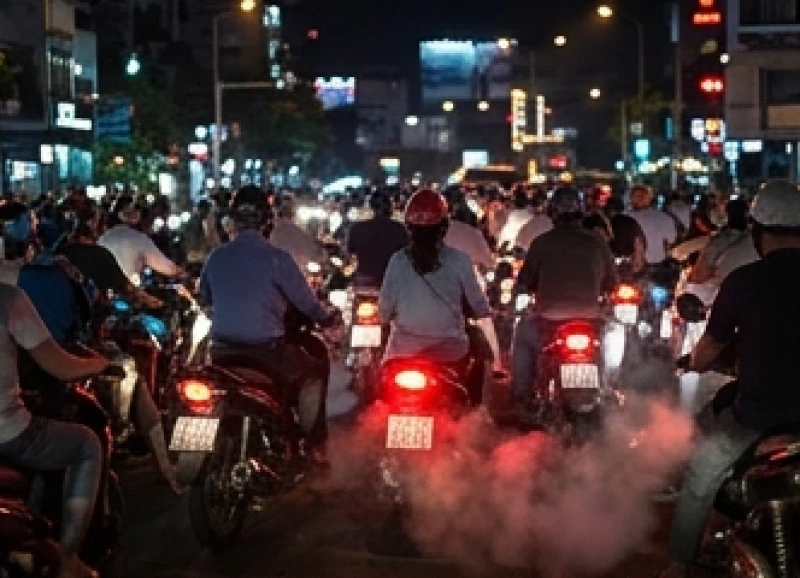 Mơ thấy tai nạn xe máy: Giải mã điềm báo & cách trấn an lo âu 8 Dòng xe cộ đông đúc kẹt cứng giữa ngã tư thành phố dưới ánh đèn đường mờ ảo