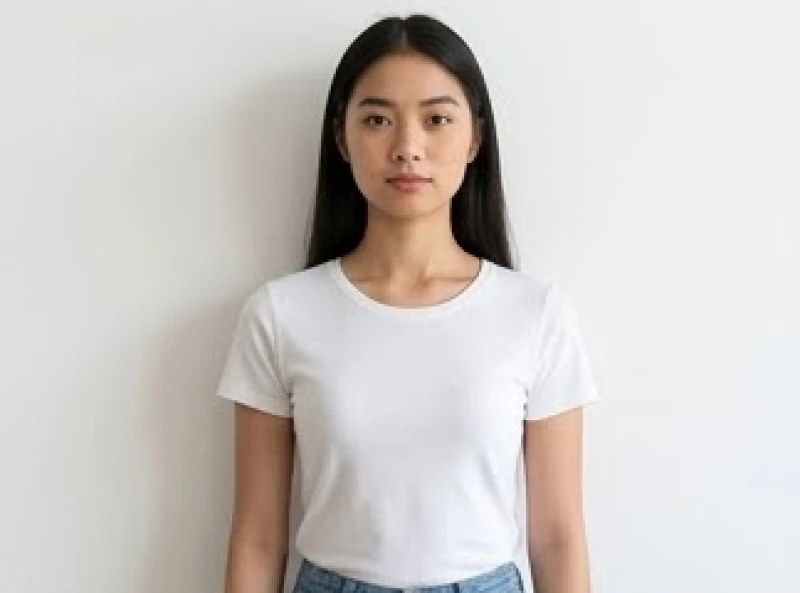 Thao tác giữ thẳng lưng và cổ để đo lường chính xác tỷ lệ chiều dài vùng cổ so với khuôn mặt