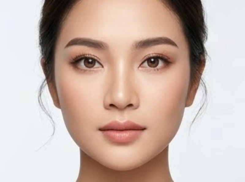 Gương mặt phụ nữ với dáng cằm hơi ngắn so với tổng thể khuôn mặt