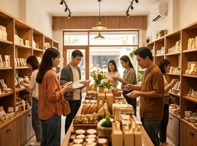 Khung cảnh mua sắm tấp nập bên trong cửa hàng mang lại sinh khí dồi dào và tín hiệu tích cực cho việc buôn bán lâu dài