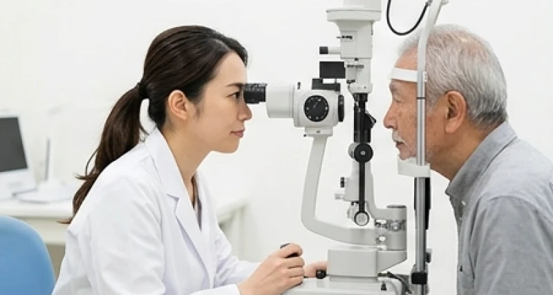 Mắt giật ở nữ là điềm gì? Giải mã tâm linh 24h & y khoa 5 Bác sĩ nhãn khoa đang tiến hành thăm khám cẩn thận vùng mắt cho bệnh nhân nữ để tìm ra nguyên nhân bệnh lý