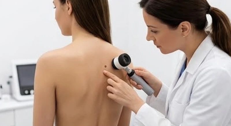 Nốt ruồi giữa sống lưng: Giải mã vận mệnh nam nữ & Lưu ý y khoa 4 Bác sĩ da liễu sử dụng thiết bị soi da chuyên dụng để kiểm tra chi tiết cấu trúc nốt ruồi giữa sống lưng