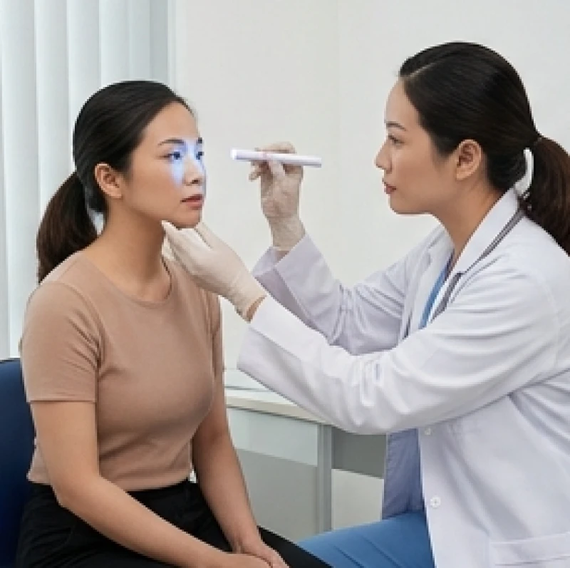 Bác sĩ thần kinh kiểm tra các cơ vận động trên khuôn mặt để loại trừ nguy cơ liệt mặt