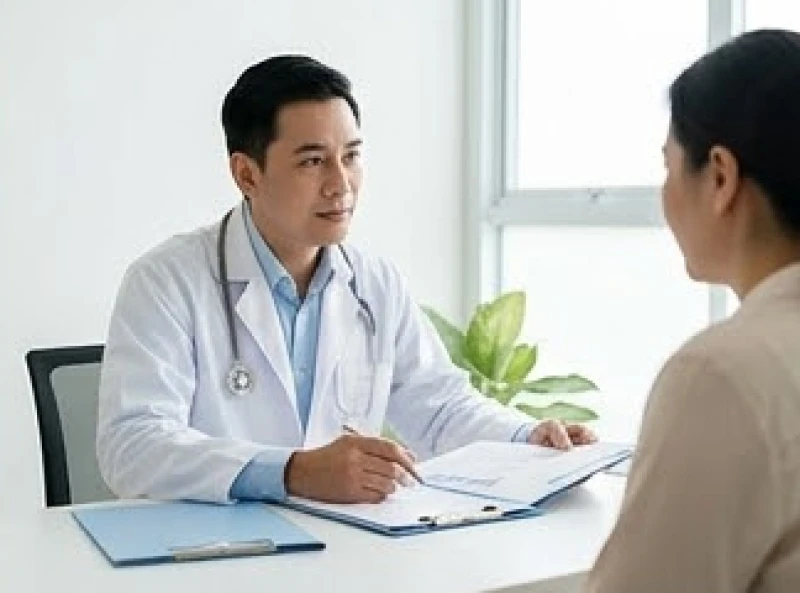 Sức khỏe tuổi Tuất năm 2026: Bản đồ 12 tháng & giải Hỏa khí 2 Bác sĩ đang tư vấn sức khỏe tổng quát cho bệnh nhân để phòng ngừa rủi ro bệnh tật