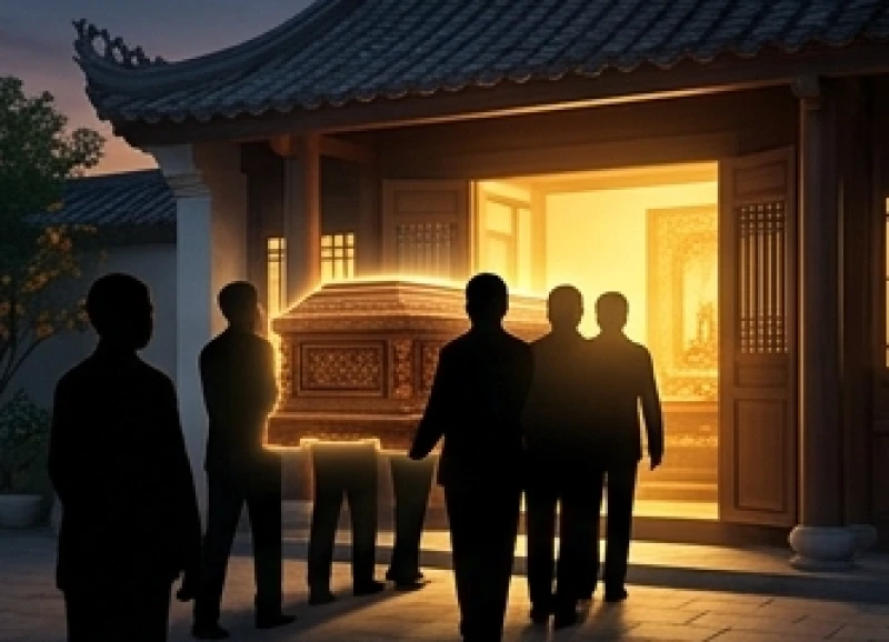 Hành động khiêng chiếc quan tài tiến vào nhà đại diện cho việc rước nguồn tiền tài và vận may to lớn