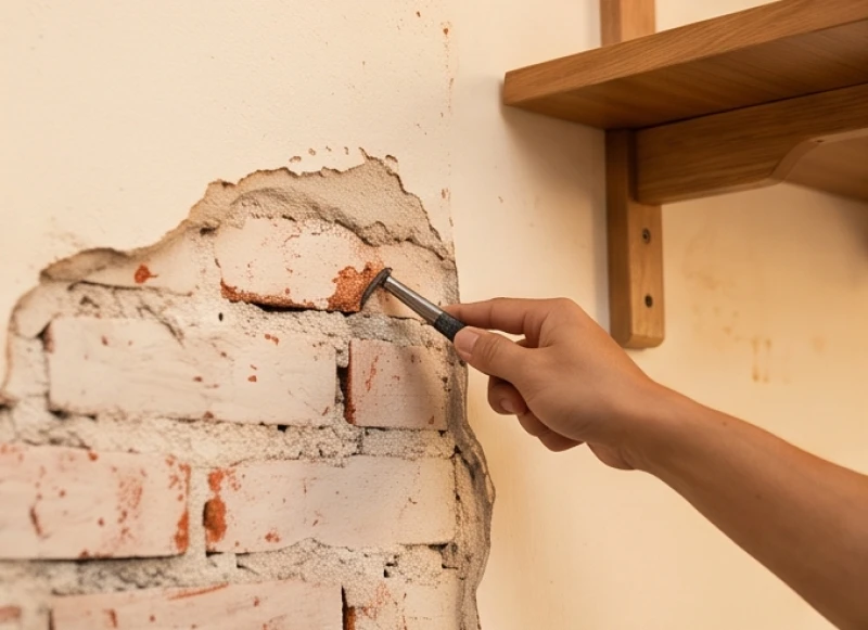 Kiểm tra chất lượng vữa tường và ốc vít trước khi lắp lại bàn thờ mới