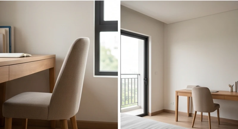 Khoảng cách hợp lý giữa ghế ngồi và bức tường phía sau tạo luồng khí lưu thông tốt cho người học