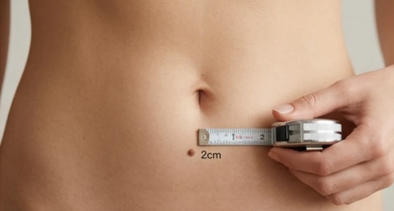 Vị trí nốt ruồi dưới rốn cách lỗ rốn khoảng 2cm trên bề mặt da bụng khỏe mạnh và săn chắc