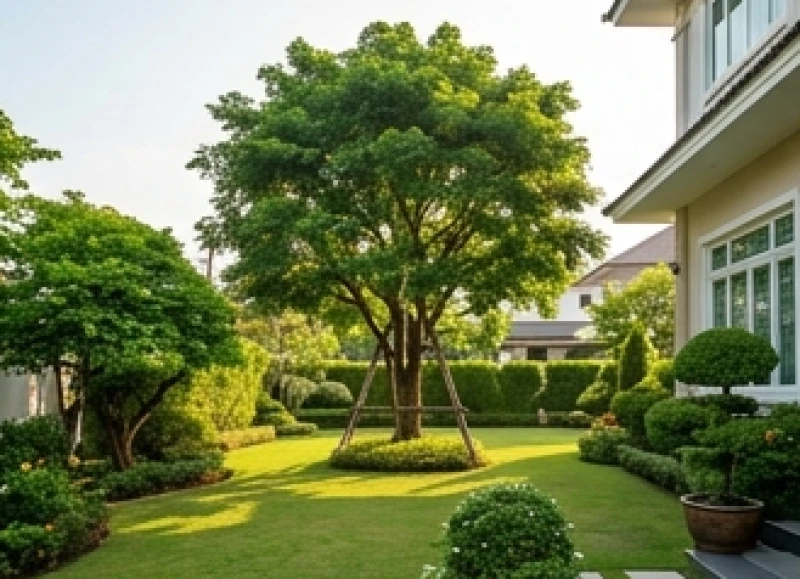 Hệ rễ của cây thân gỗ lớn ăn sâu và lan rộng trong lòng đất cách xa móng nhà một khoảng ba mét an toàn