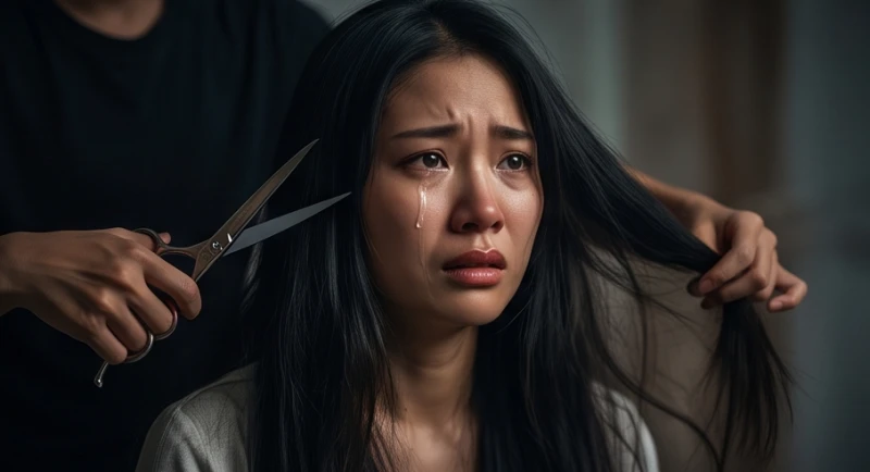 Mơ thấy cắt tóc: Giải mã điềm báo lành dữ và con số may mắn 7 Người phụ nữ rơi nước mắt đầy hoảng sợ và bất lực khi chứng kiến mái tóc của mình bị ép cắt đi ngoài ý muốn