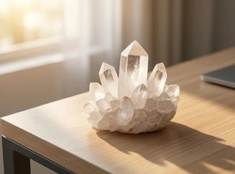 Khối đá thạch anh đặt trên bàn làm việc nam mạng giúp kích hoạt tài lộc tuổi Thìn