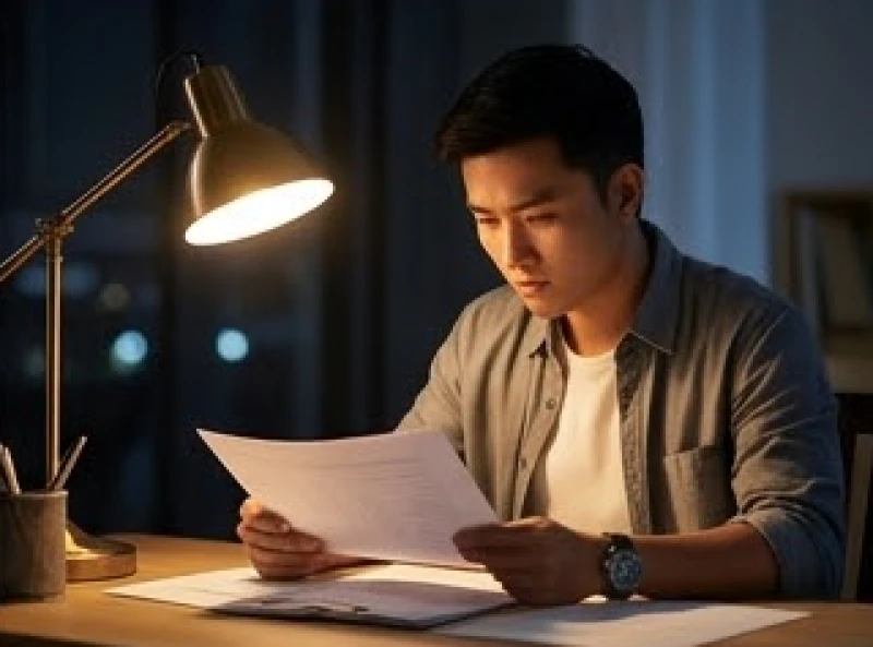 Chàng trai trẻ tuổi đang say sưa nghiên cứu tài liệu làm việc trong đêm