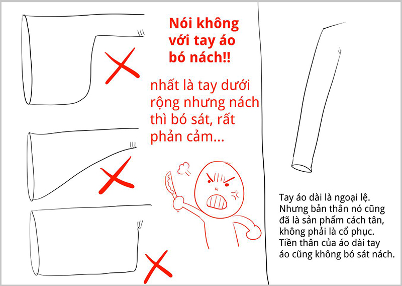 Tay áo dài là ngoài lệ. Nhưng bản thân nó không phải là trang phục cổ Việt Nam mà là trang phục cách tân.