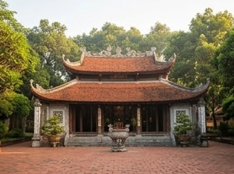 Toàn cảnh không gian linh thiêng và yên tĩnh của An Sơn Miếu vào buổi sáng