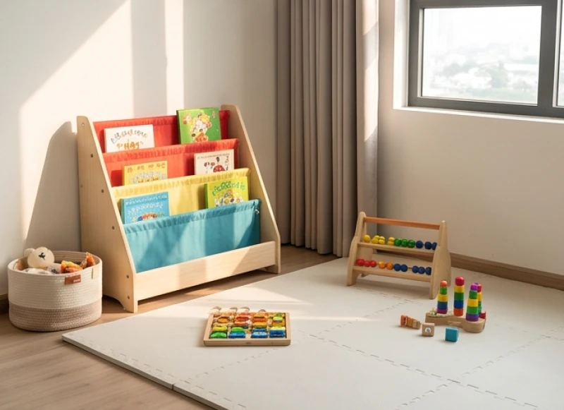 Hướng bàn học hợp tuổi Thìn: chuẩn Bát Trạch Nam Nữ & tự đo 10 Khu vực trải thảm vui chơi và kệ sách nhỏ bằng vải dành cho em bé sinh năm 2024