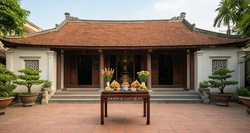 Duy trì không gian yên tĩnh và thanh tịnh xung quanh khu vực bàn cúng ngoài trời