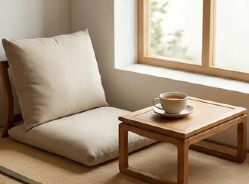 Góc đọc sách yên tĩnh với đệm ngồi êm ái và ánh sáng tự nhiên dành cho việc tập trung tinh thần