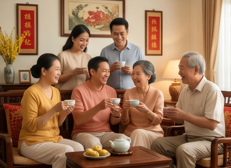 Sao hạn tuổi Dần năm 2027: Bảng tra 5 thế hệ và cách dâng sao 8 Gia đình nhiều thế hệ quây quần vui vẻ trong không gian truyền thống ấm cúng