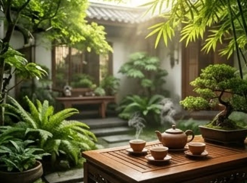 Tử vi trọn đời tuổi Nhâm Tuất 1982 nam mạng: Chi tiết vận hạn 4 Người đàn ông trung niên thảnh thơi ngồi thưởng trà trong khu vườn xanh mát mang đậm nét Á Đông