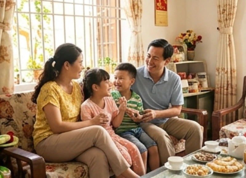 Chim sẻ bay vào nhà là điềm gì? Ý nghĩa phong thủy và cách xử lý 5 Gia đình nhỏ quây quần vui vẻ trong phòng khách ấm cúng tràn ngập sinh khí và ánh sáng tự nhiên