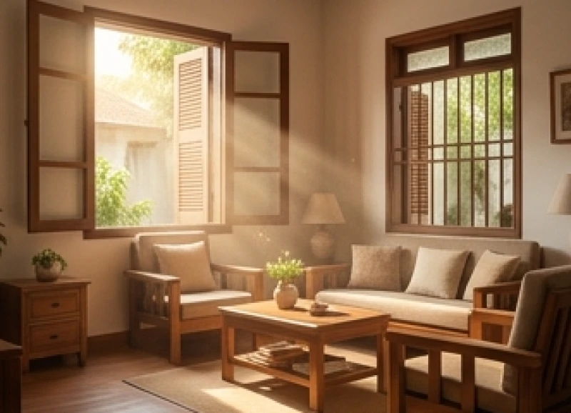 Điềm báo sắp có tin vui: Dấu hiệu nhận biết và cách giữ trọn lộc 1 Ánh nắng sớm rọi qua khung cửa sổ vào phòng khách gọn gàng mang theo nguồn năng lượng tích cực