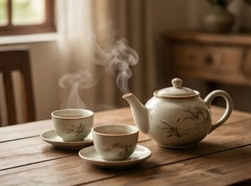 Ấm trà nóng được pha tinh tế giúp tạo không gian thư giãn cho cặp vợ chồng