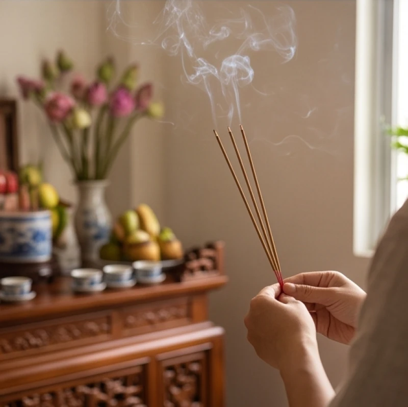 Văn khấn ngày vía Mẹ Diêu Trì: Bài cúng và sắm lễ theo từng dịp 9 Gia chủ tĩnh tâm chắp tay thắp 3 nén hương trầm trong không gian thanh tịnh của giờ Mão