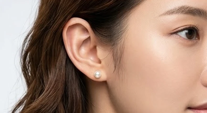 Đeo khuyên tai nụ đính ngọc trai giúp tạo cảm giác thùy tai đầy đặn và hài hòa hơn