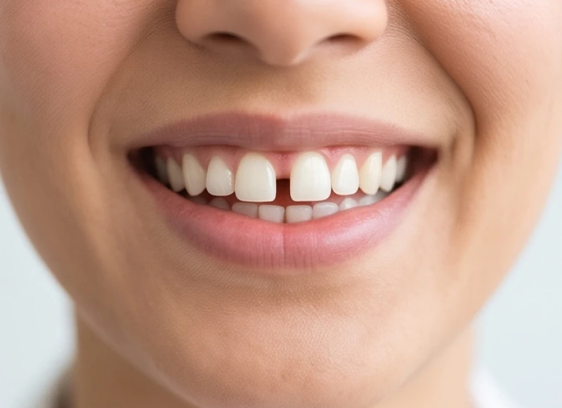 Cận cảnh nụ cười có tướng răng thưa nhẹ đang được bác sĩ thăm khám thẩm mỹ chuyên sâu