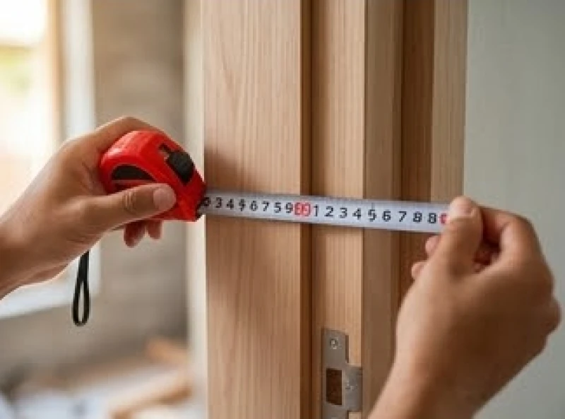 Kéo thước cuộn Lỗ Ban để đo khoảng thông thủy của khung bao cửa chính